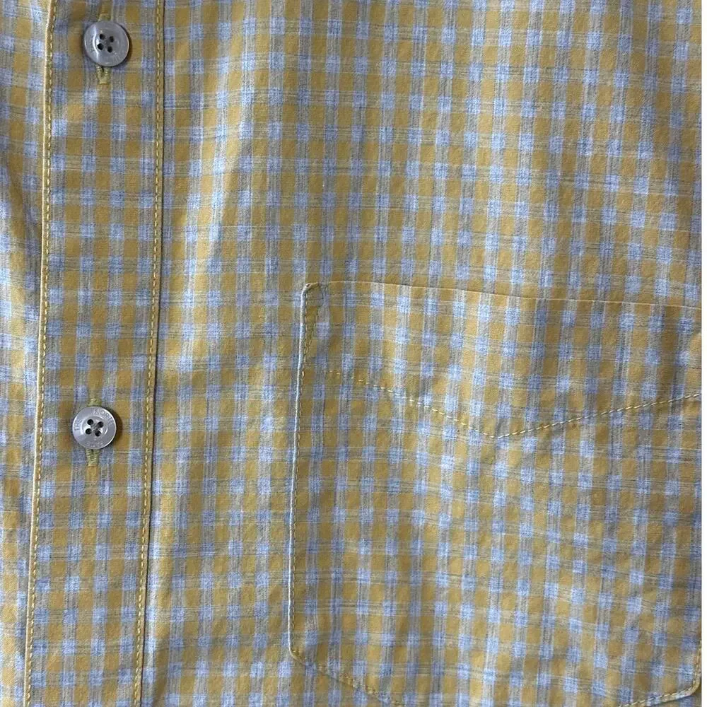 The North Face A3G4C Button Up Shirt XL Yellow Gray Check Cotton Short Sleeve XL